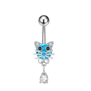 Elegant Dangled Belly Piercing Jewelry Fashion Dragonfly Owl Butterfly Shaped Curved Navel Rings Stainless Keys CZs Belly Ring