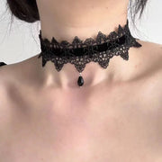Gothic Collar Necklace Elegant Black Lace Bowkot Choker Necklace Y2K Choker Short Chain Necklace Fashion Jewelry
