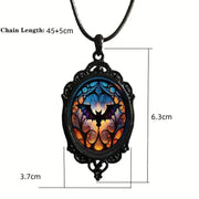 Gothic Horror Cameo Necklace Women Man Witch Jewelry Accessories Bat Castle Crow Black Cat Pumpkin Charm Rope Chain Choker Trend