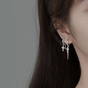 Gothic Cross Pearl Dangle Earrings for Women Elegant Tassels Sparkling Zircon Rhinestone Romantic Ear Accessorie Fashion Jewelry