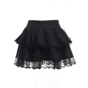 Gothic Skirt Sexy Cute Black Mini Women Drawstring Folds High Waist Irregular Ruffle Patchwork Fairycore Short Skirts Mori Girl