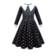 Gothic Black Dress Halloween Costume for Girls 2025 Party Ball Gown Children Cosplay Adams Family Vestido