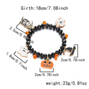 Vintage Gothic Pumpkin Pendant Bracelets Resin Halloween Hand Chain Elastic Crystal Crystal Beaded Bracelet Party Jewelry Gift