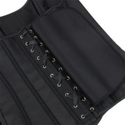 Gothic Black Satin Overbust Corset Top for Women Sexy Lace-Up Side Zipper Waist Bustiers Body Shaper Lingerie
