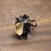 Gothic Natural Crystal Rings Boho Hypoallergenic Adjustable Rings Alloy Unique Design Raw Stone Rings Alternative Fashion