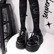 Gothic Punk Thi Heel oes Women's Spring 2025 New Sle Sweet Cool Spicy Platform Slip-On Faionable Casual Loers