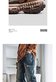 Gothic Style Trend Men Chunky Sneakers Street Fashion Men's Sports Shoes Comfortable Low Cut Casual Sneakers Male Heighten Shoes