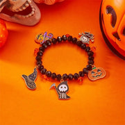 Gothic Pumpkin Pendant Bracelets Zinc Alloy Crystal Halloween Hand Chain Resin Elastic Crystal Beaded Bracelet Accessories