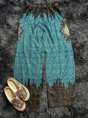 Women's Western Retro Ethnic Style Printed High Waist Wide Leg Pants