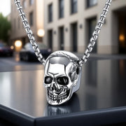 Gothic Skull Necklace for Men Women Stainless Steel Pendant Chain Halloween Jewelry Gift Gold Silver Black Plated