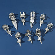 Gothic Punk Ring Rock Scroll Joint Armor Knuckle Metal Full Finger Claw Rings Halloween Unisex Adjustable Ring Vintage Jewelry
