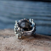 Gothic Flower Sugar Skull Ring for Men and Women New Hip-hop Punk Flower Ring Couple Gift Fashion Banquet Party Accessories