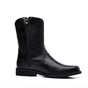 Classic Men's Boots British Retro Riding Boots Man Embossed Leather Embroidery Knight Boots Mid-Calf Style Casual Shoes Man New