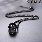 Gothic Skull Necklace for Men Women Stainless Steel Pendant Chain Halloween Jewelry Gift Gold Silver Black Plated