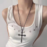 Gothic Cross Necklace for Women Men Vintage Zinc Alloy Jewelry Fashion Unisex Gothic Style Chain Pendant Party Gift Black Silver