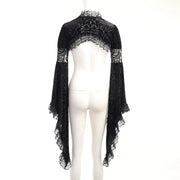 Goth Dark Elegant Evening Velvet Cheongsam Dresses Mall Gothic Lace Flare Sleeve Crop Tops Grunge Split Cut Out Partywear Dress