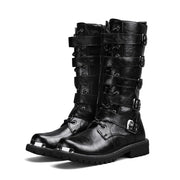 2025 High Leather Boots Men Black Boots Gothic Punk Motorcycle Boots Men Big Size 46 Comfy Platform Boots for Men Tooling Boots