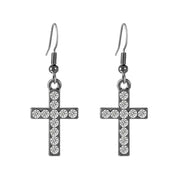 Gothic Cross Pearl Dangle Earrings for Women Elegant Tassels Sparkling Zircon Rhinestone Romantic Ear Accessorie Fashion Jewelry