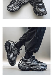 Gothic Style Trend Men Chunky Sneakers Street Fashion Men's Sports Shoes Comfortable Low Cut Casual Sneakers Male Heighten Shoes