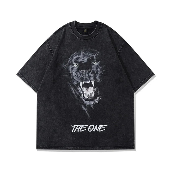 Gothic T Shirt Men Women Leopard Anime Print Oversized Summer Short Sleeve T Shirt Harajuku Fashion Streetwear Hip Hop T Shirt