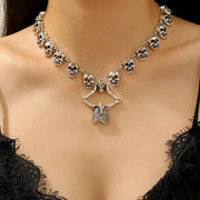 Gothic Punk Skeleton Pendant Necklace for Women Men Creative Horror Skull Clavicle Chain Choker Halloween Festival Jewelry Gift