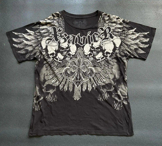 2000s Gothic T shirt Suffering Skeleton Print Top Y2K Angel Hip Hop Harajuku Street Plus Size Loose T shirt Fashion Clothing