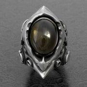 Gothic Punk Style Men's Gems Stone Rings for Men Women Open Adjustable Rings Engagement Wedding Jewelry Gifts Accessories