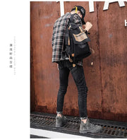 Men's High-top Boots in Solid Color Retro Style Fashionable Flat and Durable Handcrafted All-season Outdoor Work Boots