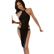Gothic Dark Cosplay High Split Side Sexy Women's Sleeveless Vest Slim Black Tie Dress For Carnival Party Nightclubwear Clothing