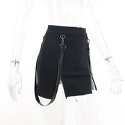 Y2k Skirt Dark Double Zipper Bag Hip Split Gothic Design Tight Skirt Harajuku Black Gothic Bag Hip Skirt Kawaii Vintage