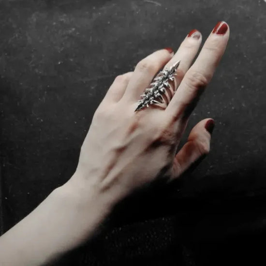 Gothic Rings Skeleton Ring Vintage Spine Anillos Goth Ajustables Para Mujer