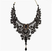 Gothic Crystal Tasse Lace Choker Necklaces Victorian Black Lace Necklace for Women Girl  Punk Dark Jewelry Collares Para Mujer