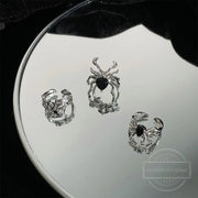 Gothic Irregular Spider Webs Zircon Rings Punk Black Crystal Grunge Ring Dark Spider Animal Goth Open Rings for Women Jewelry