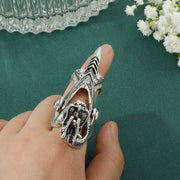 Gothic Punk Ring Rock Scroll Joint Armor Knuckle Metal Full Finger Claw Rings Halloween Unisex Adjustable Ring Vintage Jewelry