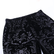 Gothic Dark Fashion Flared Pants Women's Sexy Suede Embossed Long Pant Spicy Girl Trousers