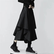 Gothic Irregular Skirts Women Y2K High Waist Cargo Midi Skirt Harajuku Vintage Punk Japanese Black Pleated Casual A Line Skirt