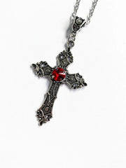 Gothic Cross Necklace For Women Men Punk Hollow Flower Cross Charms Choker Chain Vampires Pendant Jewelry Party Accessories Gift