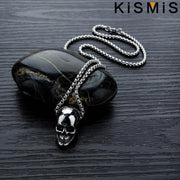 Gothic Skull Necklace for Men Women Stainless Steel Pendant Chain Halloween Jewelry Gift Gold Silver Black Plated