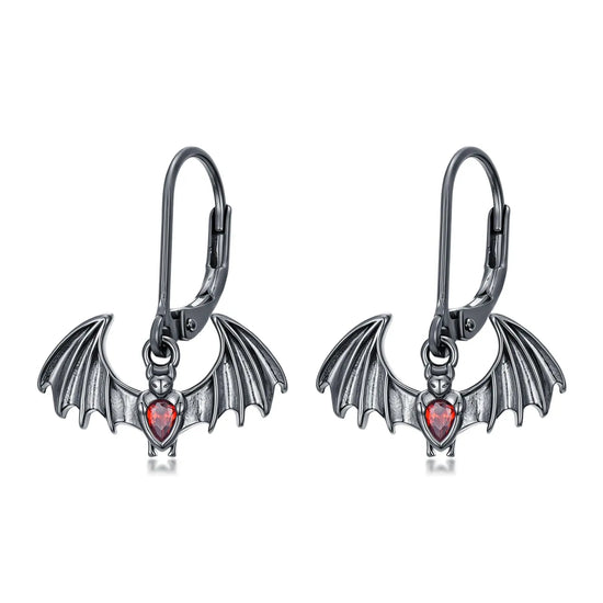 Gothic Bat Earrings 925 Sterling Silver Halloween Leverback Earrings Jewelry Halloween Christmas Gifts for Women