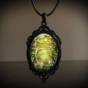 Gothic Horror Cameo Necklace Women Man Witch Jewelry Accessories Bat Castle Crow Black Cat Pumpkin Charm Rope Chain Choker Trend