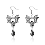 Gothic Bat Earrings Black Red Crystal Fringe Drop Pendant Dark Halloween Dangle Jewelry For Women Men Party Accessories Gifts