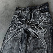 2025 New Gothic Retro Oversized Baggy Fit Unisex Mopping Pants Y2K  High Street Spider Embroidered Patch Hip Hop Streetwear