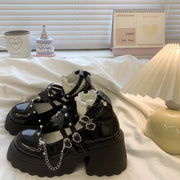 Punk k JK orm Mary Janes High Heels Thi Bot Small Leather oes Women's Lolita Faion Single oes Korean Sle