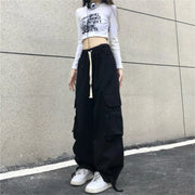 Red Cargo Pants Women Gothic Joggers High Waist Loose Female Hip Hop Trousers Korean Punk Pants Funny Capri Femme Sweatpants