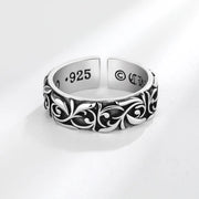 Gothic Vine Ring Silver Black Unisex Jewelry Punk Adjustable Open Band Vintage Victorian Style Gothic Subculture Fashion