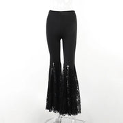 Gothic Dark Fashion Flared Pants Women's Sexy Suede Embossed Long Pant Spicy Girl Trousers