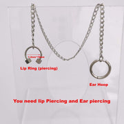 1Lot Goth Fake Lip Piercing Chain Ear Piercing Anime Cosplay Prop Jewelry Stainless Steel Ear Hoop Clip No Pierced Punk Harajuku