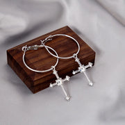 Gothic Cross Pearl Dangle Earrings for Women Elegant Tassels Sparkling Zircon Rhinestone Romantic Ear Accessorie Fashion Jewelry