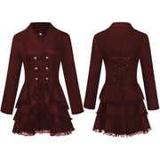 Medieval Gothic Women's Double-Breasted Black Coat