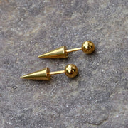 2Pcs Stainless Steel Gothic Punk Black Piercing Earrings Women Men Popular Spike Tip Cone Personality Studs Earring Body Jewelry